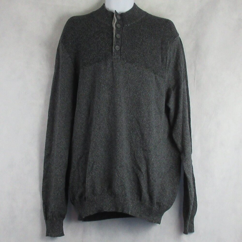 Club Room Men's Ribbed Four-Button Pullover Sweater, Dark Lead Gray, XL